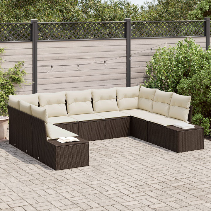 Have Sofa Sæt Sæt af 9 Brun og creme Rattan, polyester