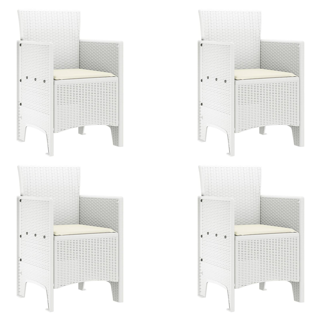 5 Stykker Have Spisebord med Puder Hvid Poly Rattan