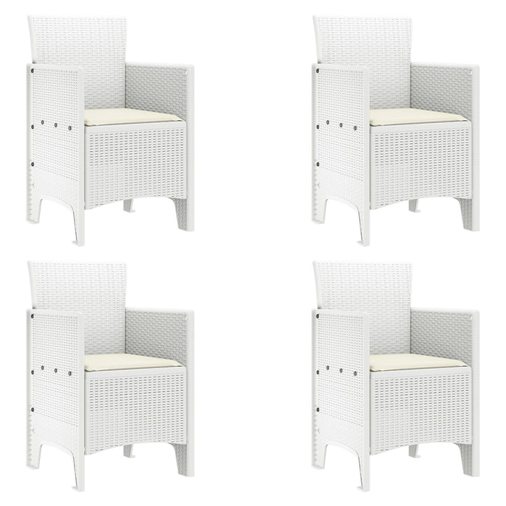 5 Stykker Have Spisebord med Puder Hvid Poly Rattan