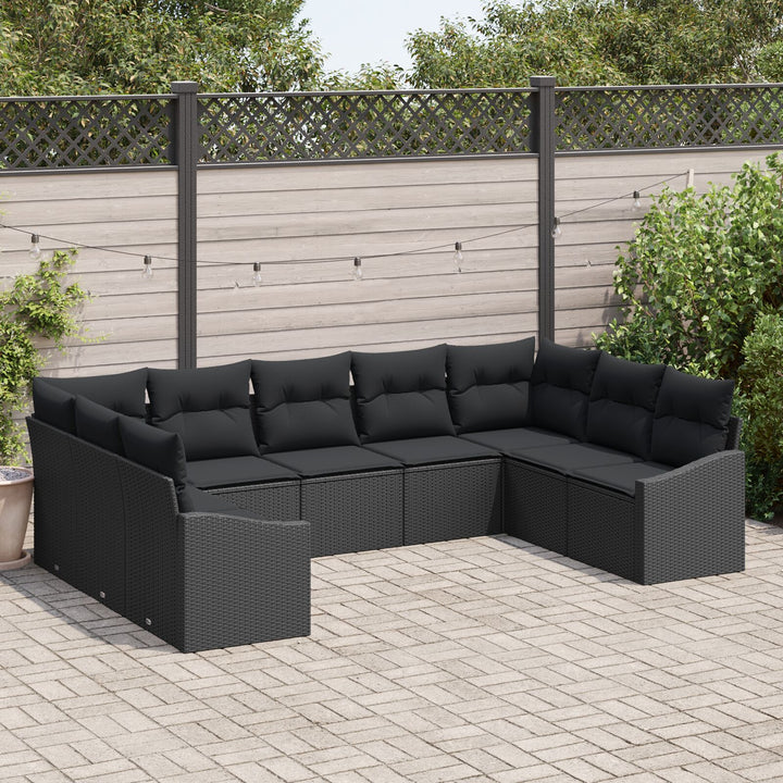 Have Sofa Sæt 9 dele Sort Rattan, Polyester, Stål Have Sofa