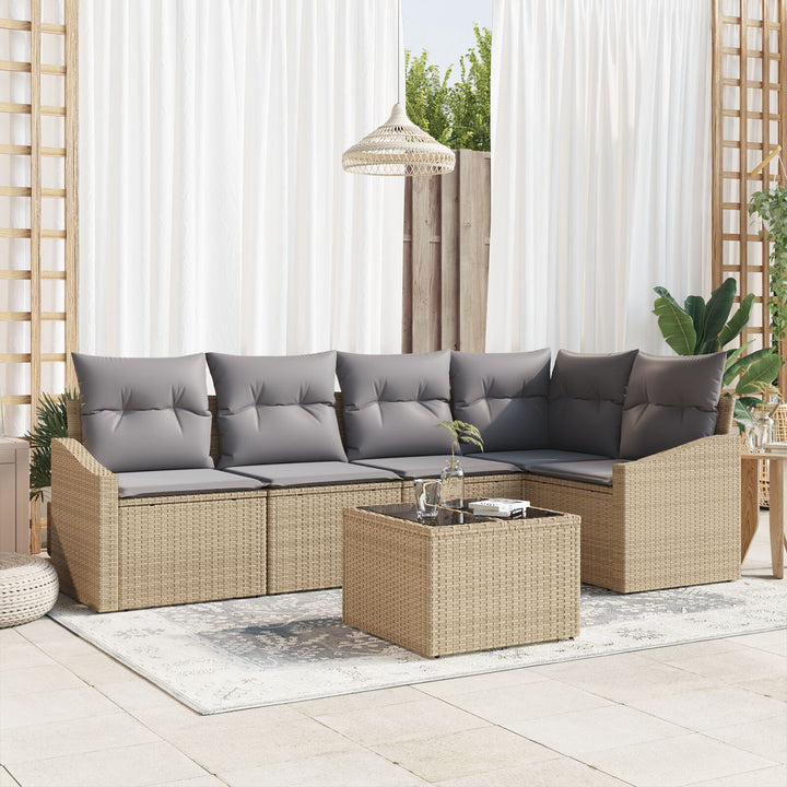 Havemøbel Sæt Sæt af 6 Beige og Grå Rattan Udendørs modulsofa
