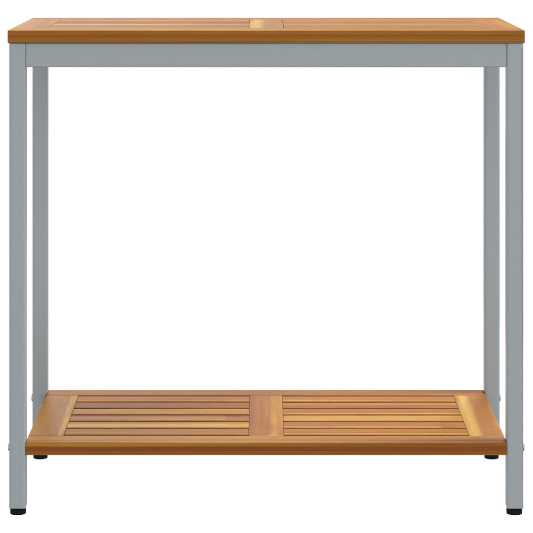 Udendørsbord Naturlig&Grå 35x80x75 cm Massivt Træ og Stål