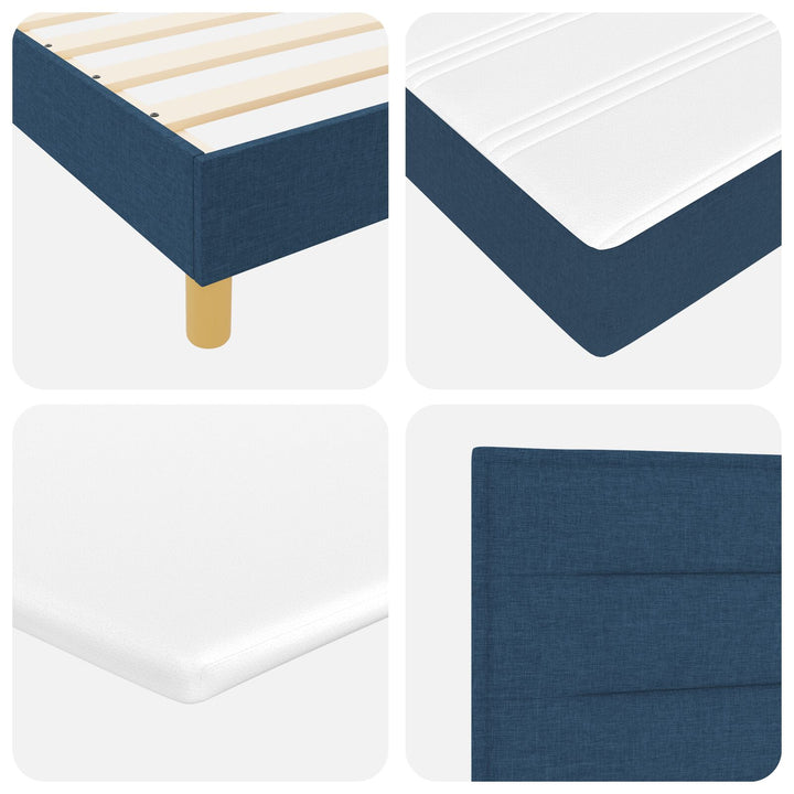 Blå Box Spring Seng med Madras 90x190 cm Stof