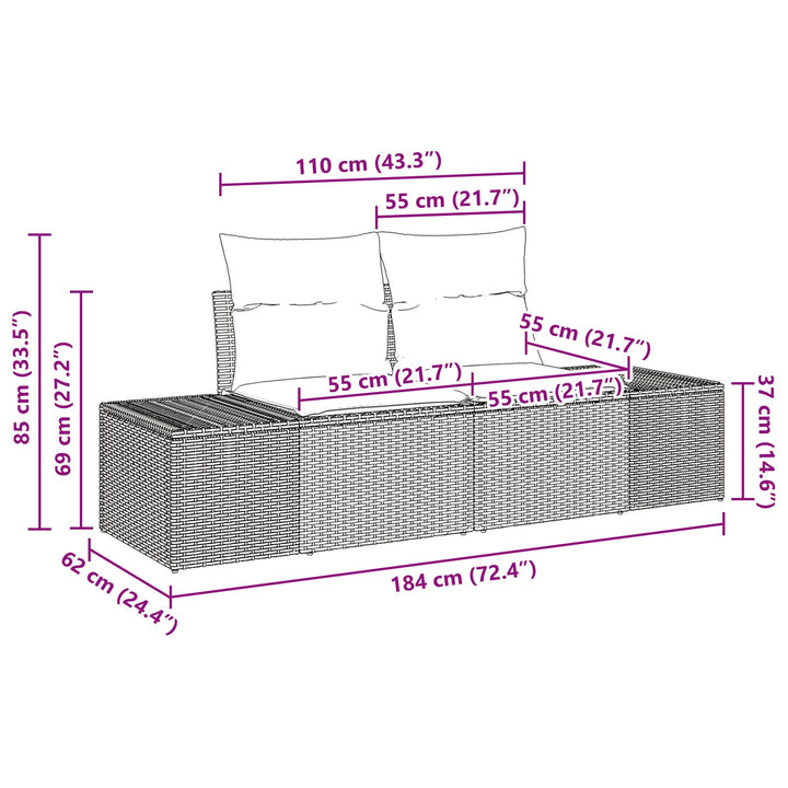 Have Sofa Sæt Sæt af 9 Sort Poly Rattan Have Sofa Sæt