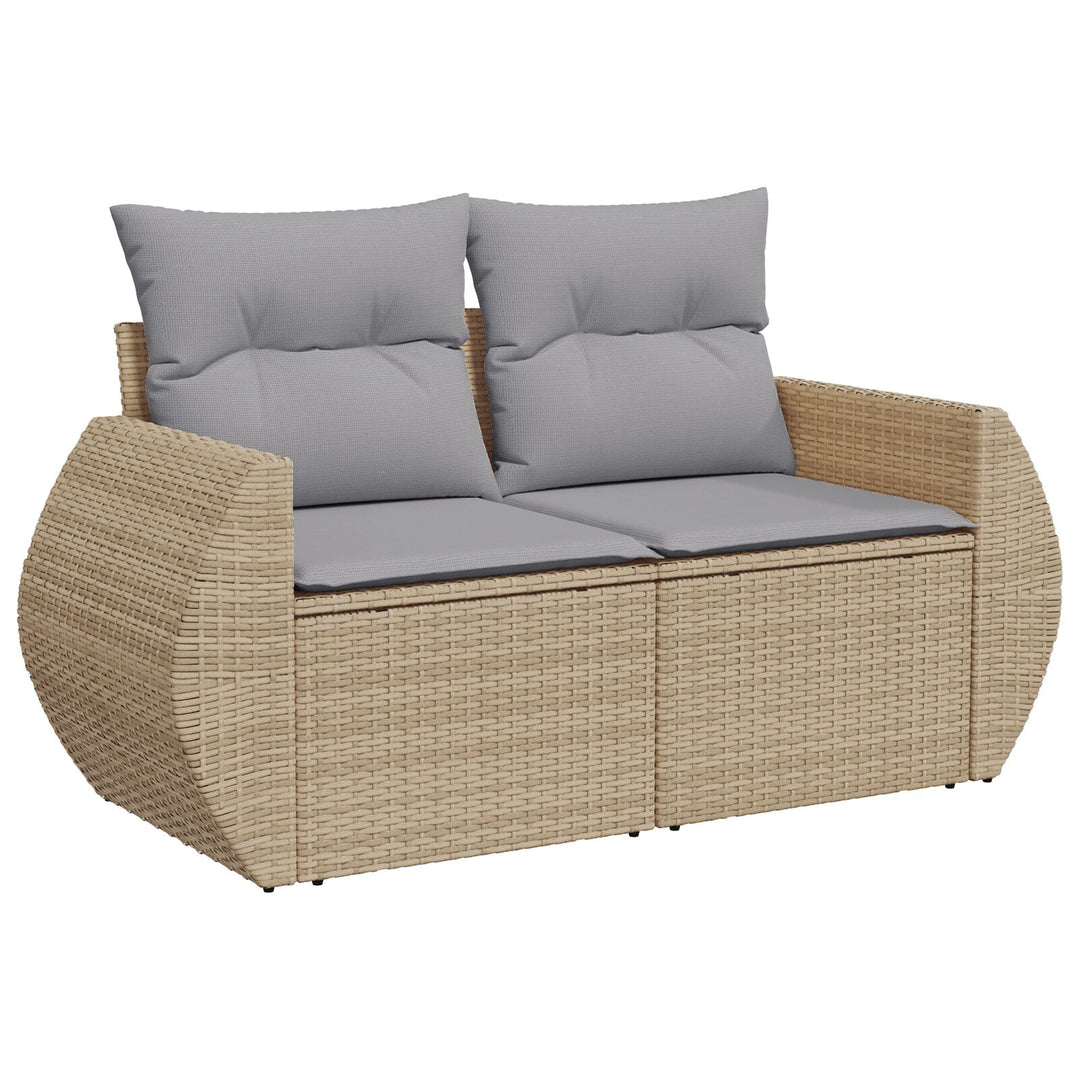 10 Stykker Have Sofa Sæt med Puder Beige Poly Rattan Akacia, vidaXL 3 Stykker Have Spise Sæt med Puder Beige Poly Rattan Akacia