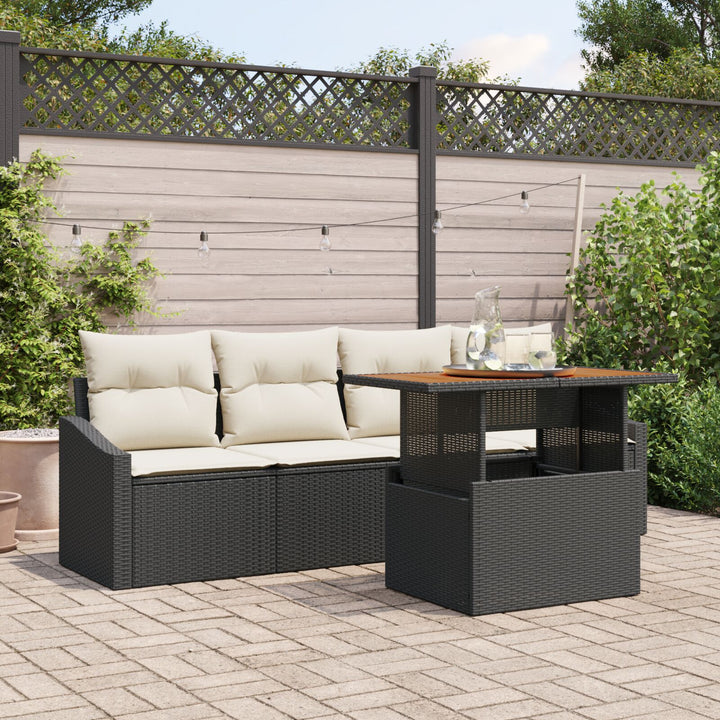 Have Sofa Sæt 5-Delt Sort og Creme Rattan, Polyester