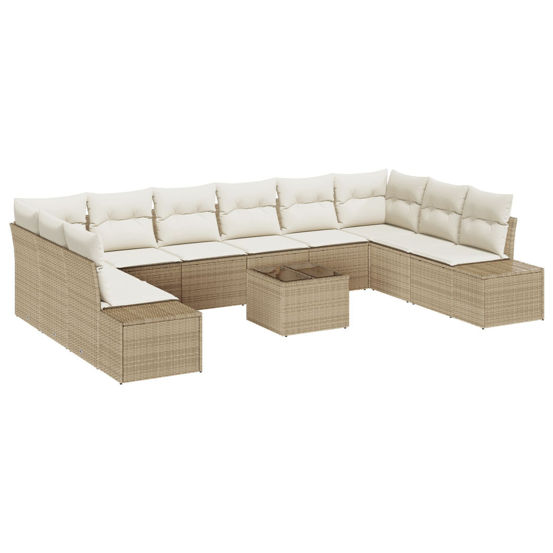11 Stykke Have Sofa Sæt med Puder Brun Poly Rattan