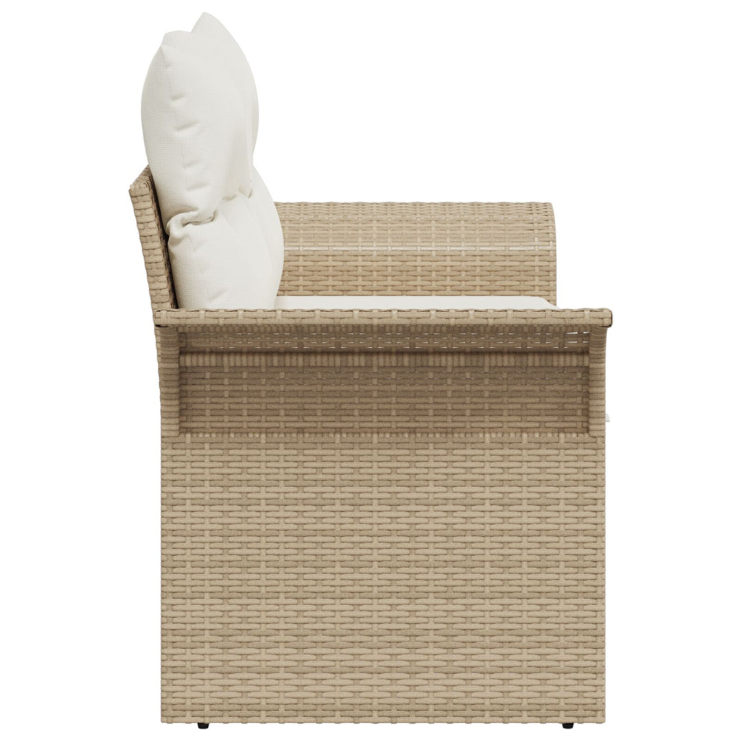2-personers Have Sofa med Opbevaring & Puder Beige Poly Rattan