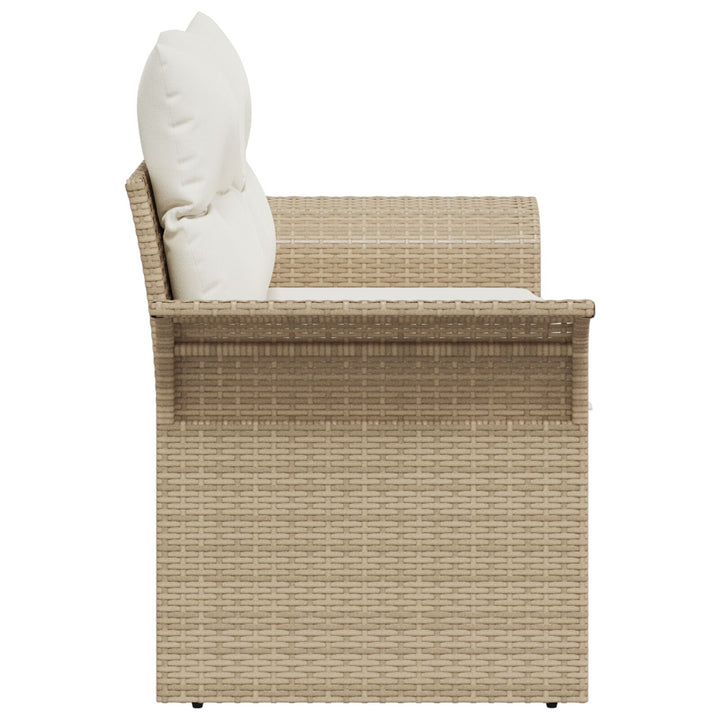 2-personers Have Sofa med Opbevaring & Puder Beige Poly Rattan