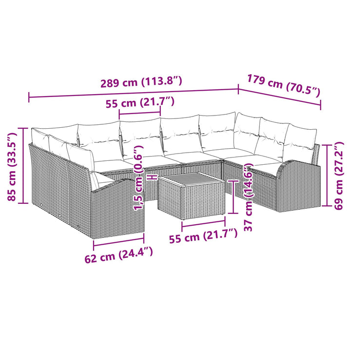 10 dele have sofa sæt med puder beige polyrattan akacietræ