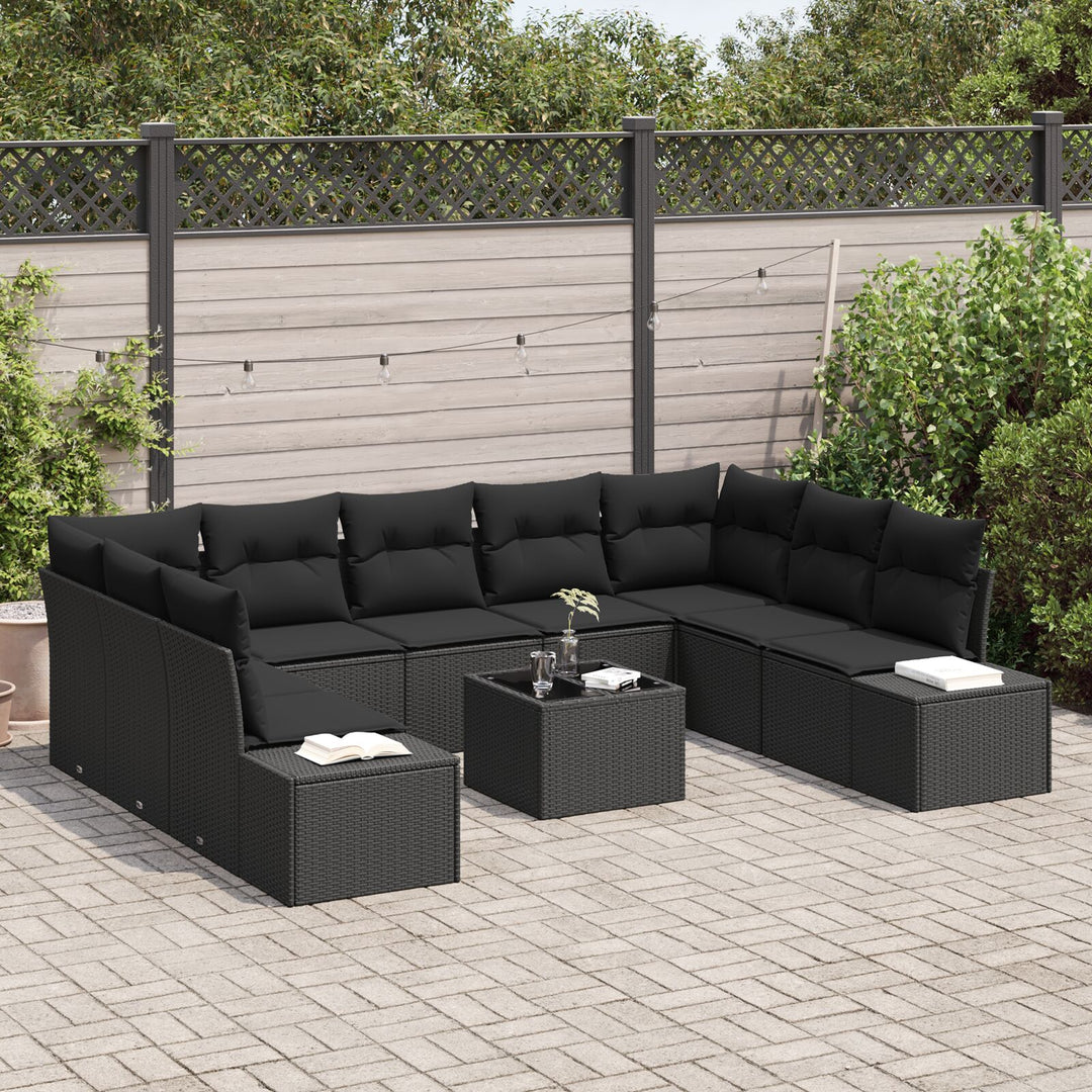 10 Stk Have Sofa Sæt med Puder Beige Poly Rattan
