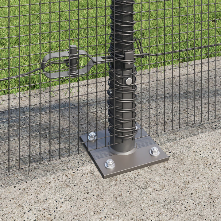 Welded Wire Fence med 13 Flangede Stolper Grå 0,8x50 m Stål