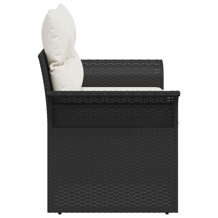 2-personers havensofa med puder sort poly rattan