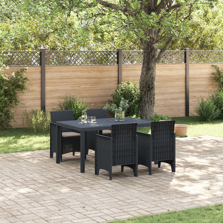 5 Stykker Have Spisestel med Puder Antracit Poly Rattan