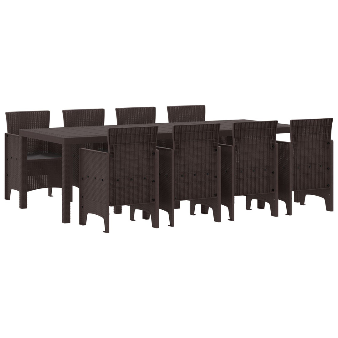 9 Delers Have Spisebord Sæt Brun Poly Rattan
