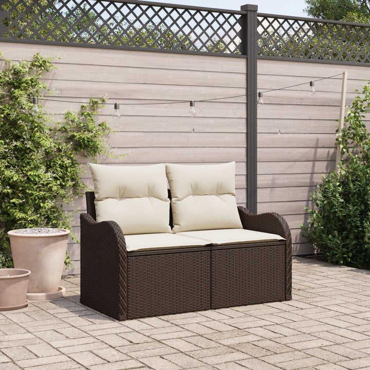2-personers have sofa med puder Brun Poly Rattan