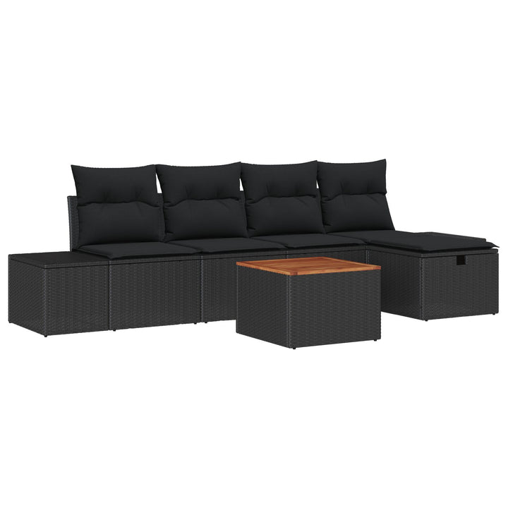 Have Sofa Sæt Sæt af 6 Sort Syntetisk Rattan, Stof, Stål