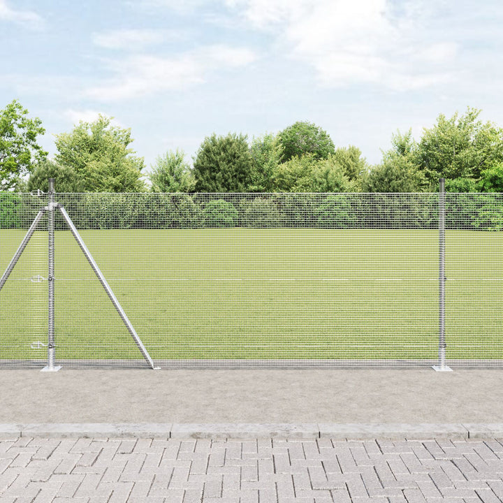 Svejsede Trådhegn med 13 Flangerede Stolper 0.8x25 m Galvaniseret Stål