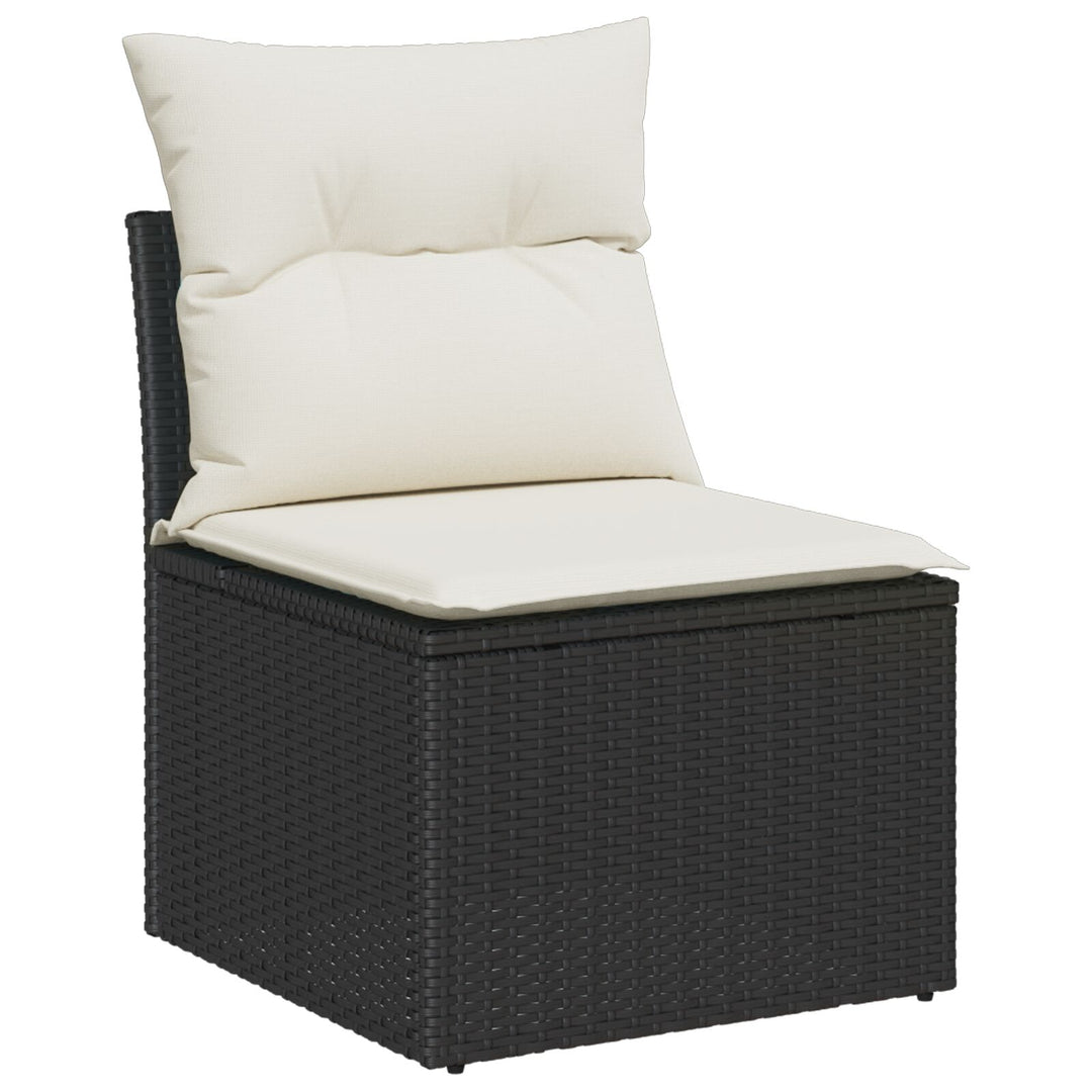 Havemøbel Sæt 9-delt Sort og Creme Rattan, Polyester, Metal