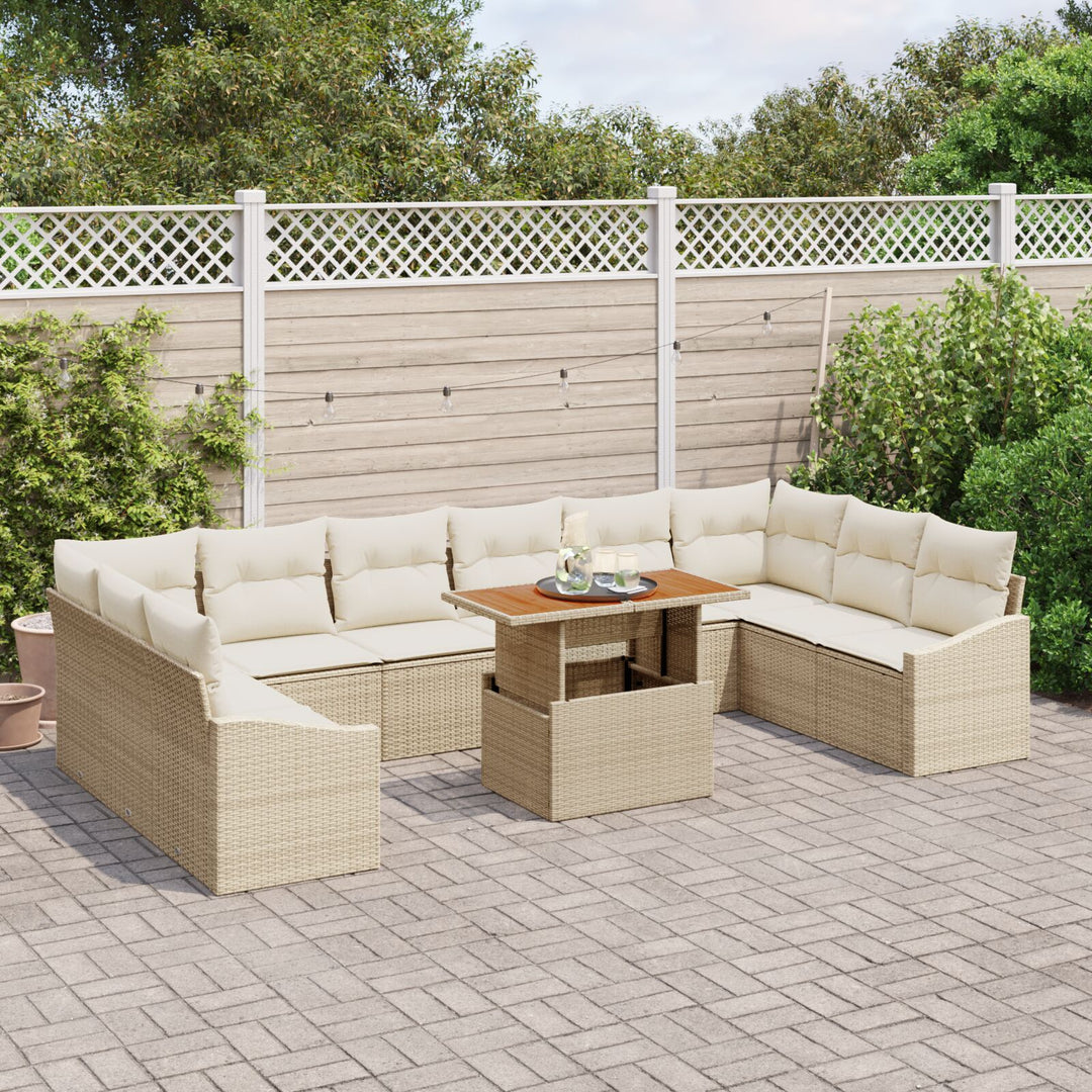 Havemøbel Sofa Sæt 11 Personer Beige Flet Nutidig