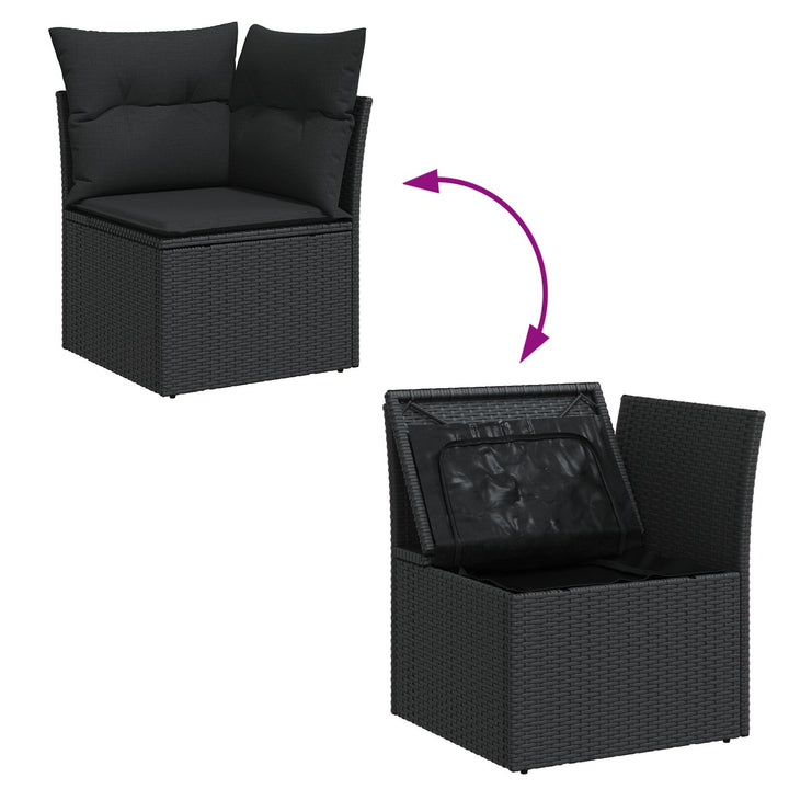 Have Sofa Sæt Sæt af 7 Sort Rattan og Polyester Have Loveseat