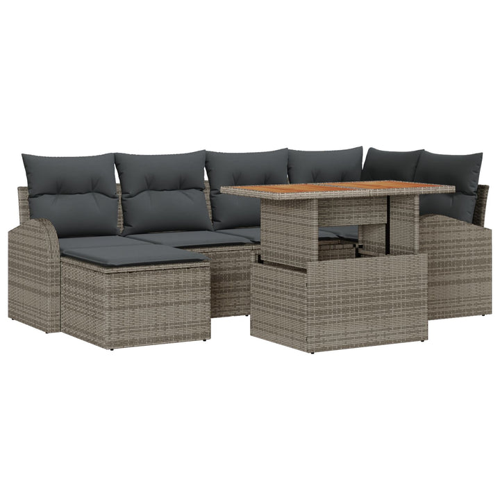 Have Sofa Sæt Sæt af 7 Grå Rattan Have Sofa Rektangulær