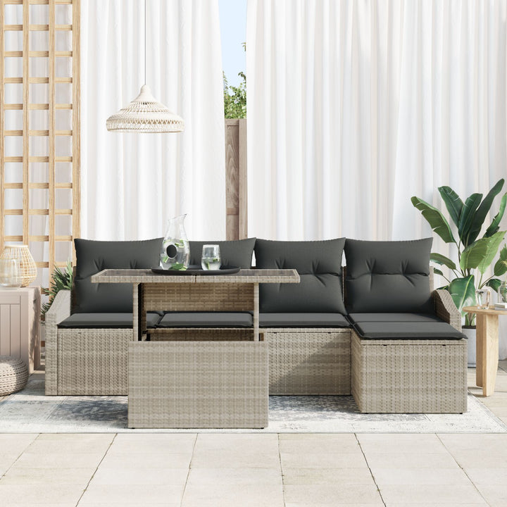 Have Sofa Sæt 6 dele Beige Poly Rattan Have Sofa Sæt