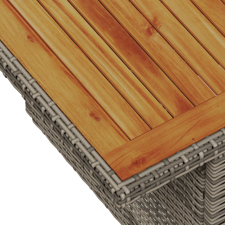 Have Sofa Sæt Sæt af 9 Grå, Naturligt Træ Poly Rattan, Stål, Træ