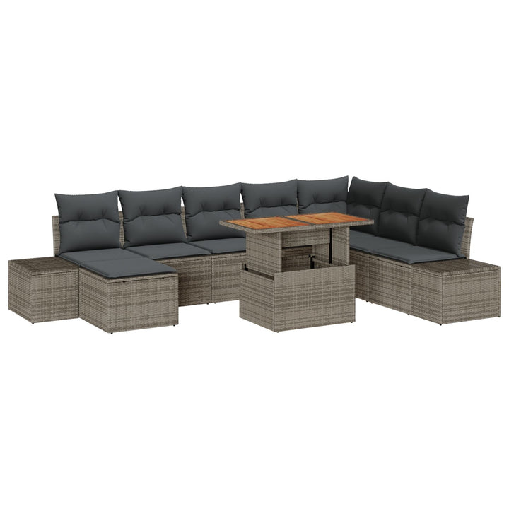 Have Sofa Set Sæt af 9 Grå Rattan, Polyester hynder