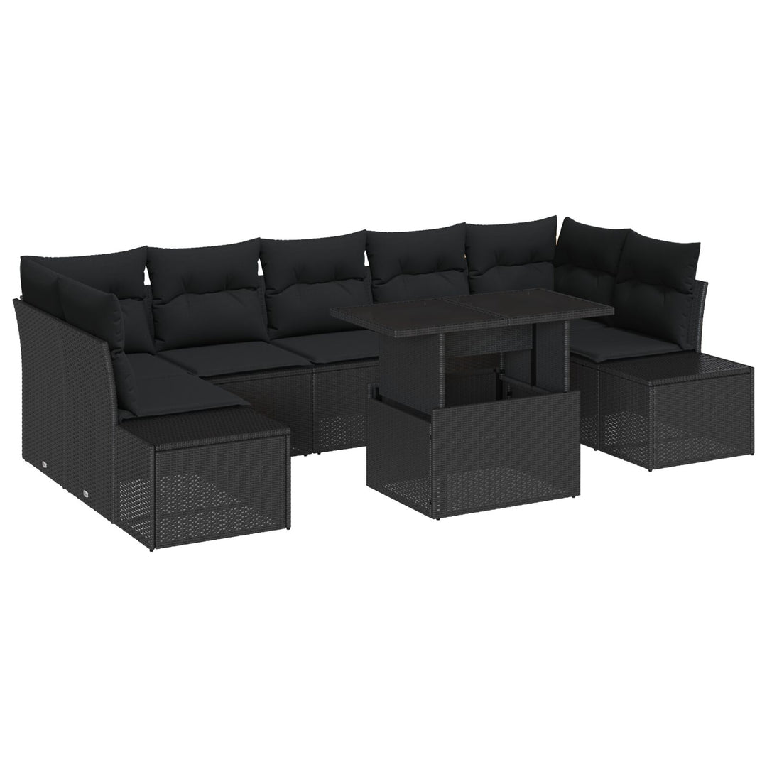 Havemøbel Sæt 8 dele Mørkegrå Poly Rattan Udendørs Sofa