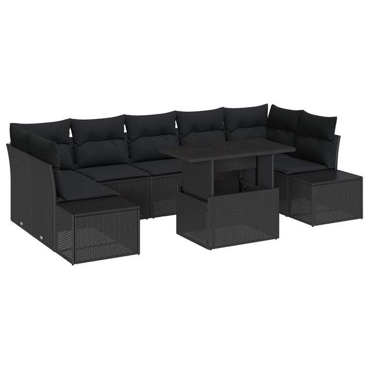 Havemøbel Sæt 8 dele Mørkegrå Poly Rattan Udendørs Sofa