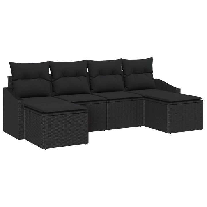 Have Sofa Sæt Sæt af 6 Sort Poly Rattan Udendørs Møbler