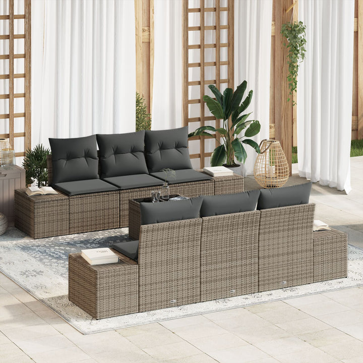 Have Sofa sæt Sæt af 7 Grå Rattan, Polyester Have Sofa sæt