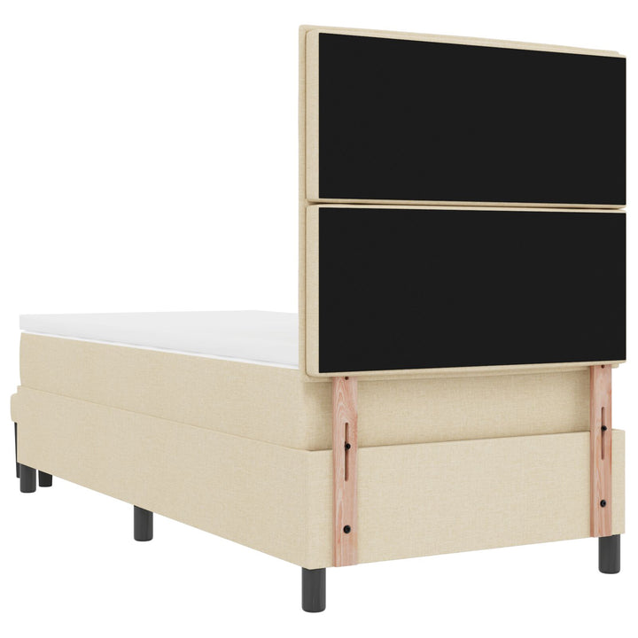 Boksseng med madras og bænk Creme 90x190 cm Stof