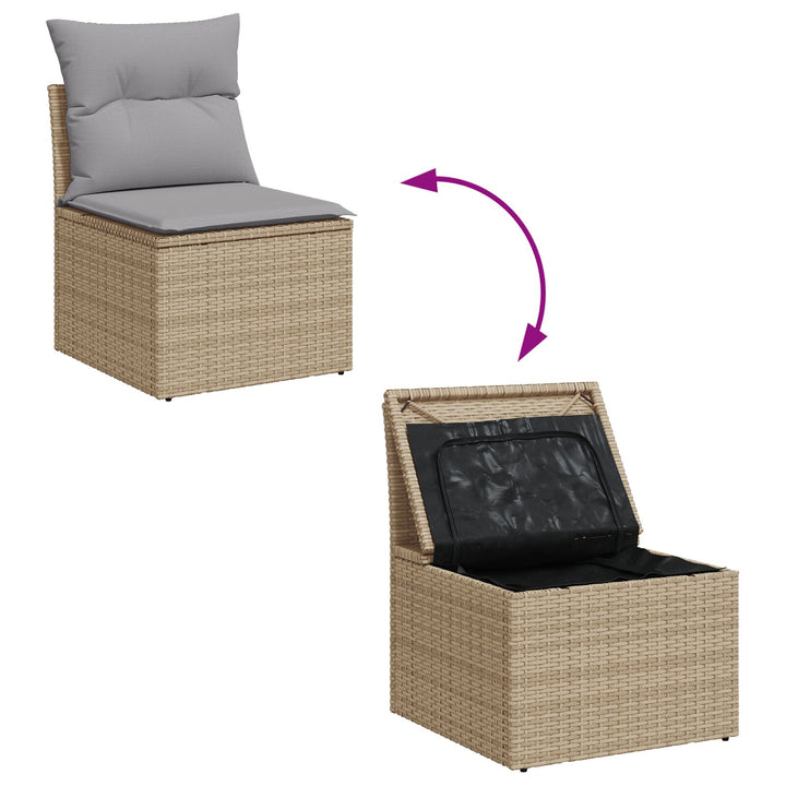 Havemøbel Sæt Sæt af 6 Beige og Grå Rattan Udendørs modulsofa
