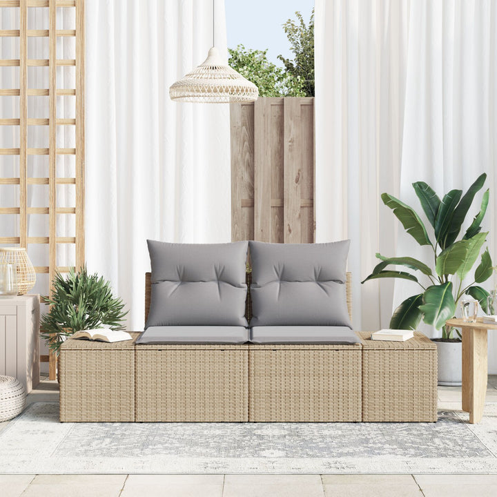 2-personers havesofa med puder Beige Polyrattan