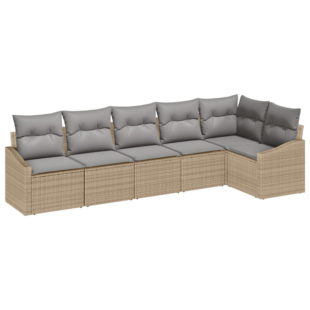 Have Sofa Sæt 6 Deles Beige Rattan, Polyester stof Udendørs Sofa