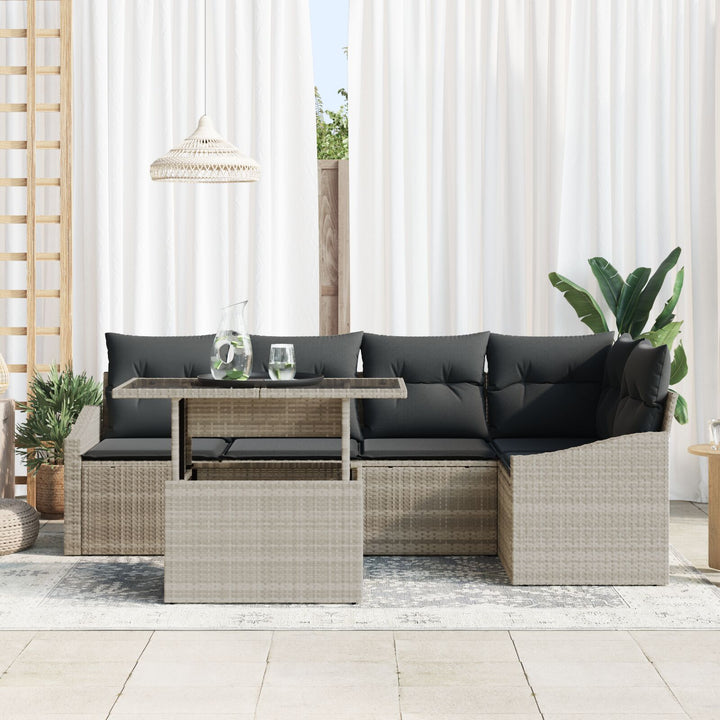 Have Sofa Sæt 6 dele Beige Rattan Sofa Sæt Rektangulær