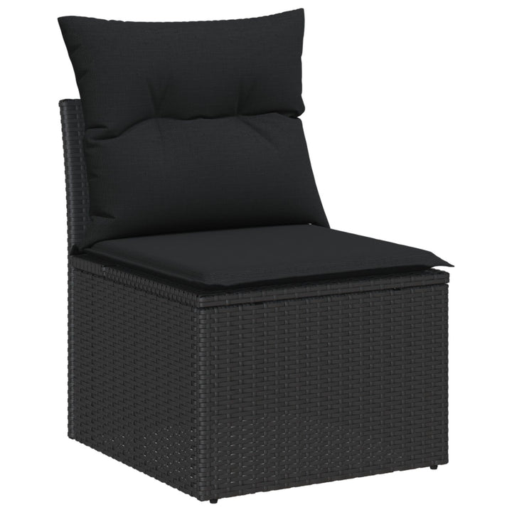 Havemøbel Sofa Sæt Sæt af 7 Sort Rattan Udendørs Sofa Sæt