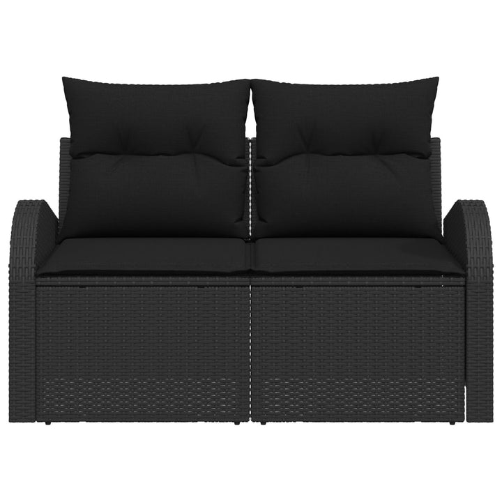 2-personers havensofa med opbevaring & puder sort polyrattan