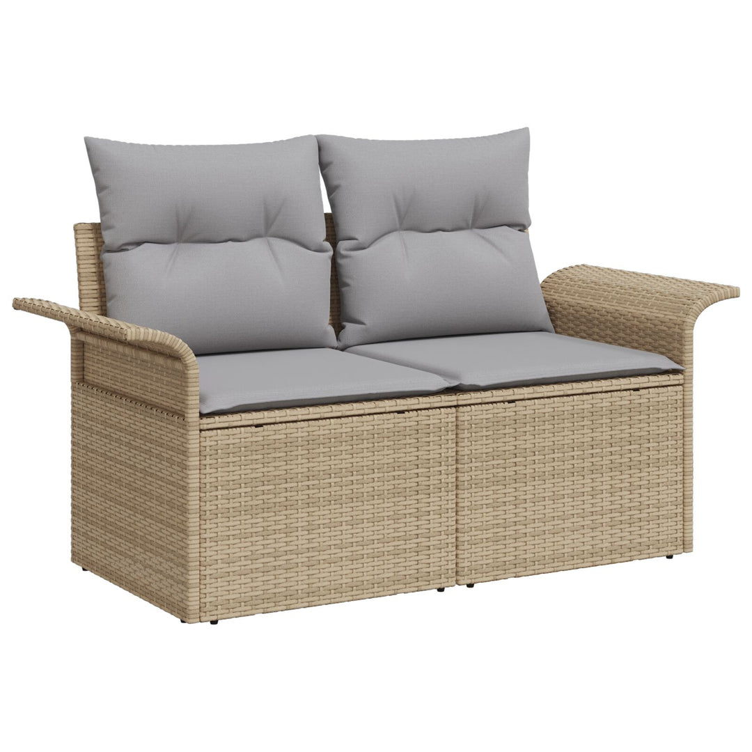 10 Stykke Have Sofa Sæt med Puder Beige Poly Rattan