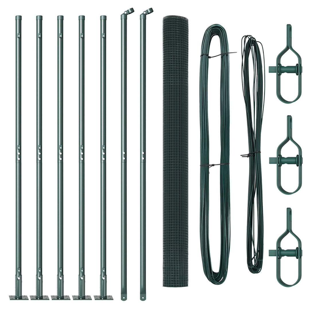 Welded Wire Fence med 7 Flangede Stolper Grøn 1,6x10 m Stål