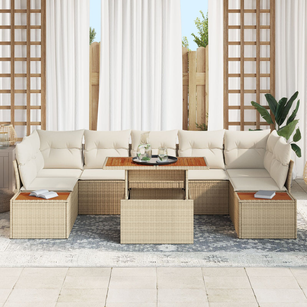 Have Sofa Sæt 8 Stykker Beige og Creme Rattan, Polyester puder