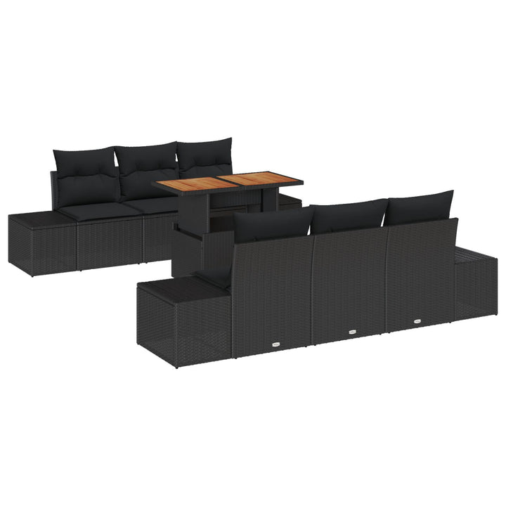 Have sofa sæt 7 dele Sort Rattan Udendørs bord Rektangulært