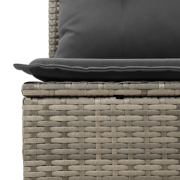 Have Sofa Sæt 6 Delt Grå Rattan Udendørs Spisestue Rektangulær