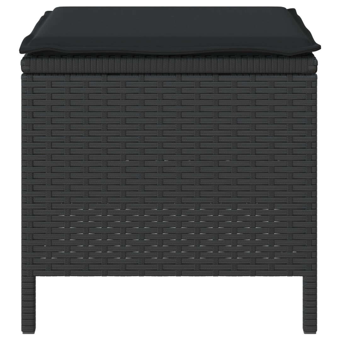 4 Delt Have Spisesæt med Puder Sort Poly Rattan Akacia