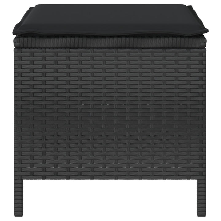 4 Delt Have Spisesæt med Puder Sort Poly Rattan Akacia