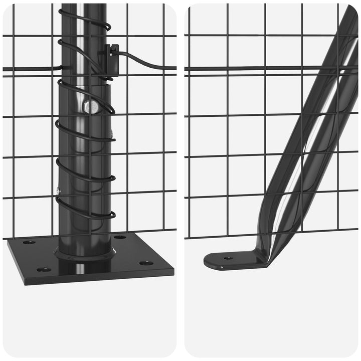 Vinklet Trådfence med 7 Flangestolper Grå 0.6x100 m Stål