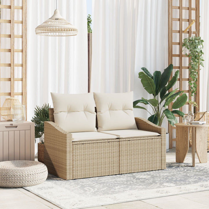 2-personers have-sofa med opbevaring og puder Beige Poly Rattan