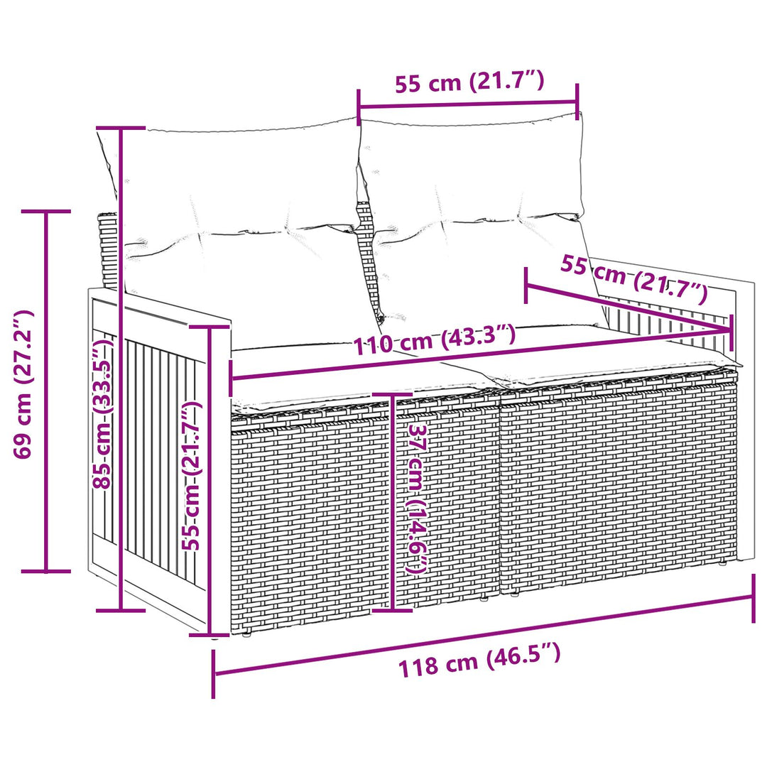 10-delt Have Sofa Sæt med Puder Beige Poly Rattan Acacia, vidaXL 2-personers Have Sofa med Puder Beige Poly Rattan, vidaXL 3-delt Have Spisesæt med Puder Beige Poly Rattan Acacia